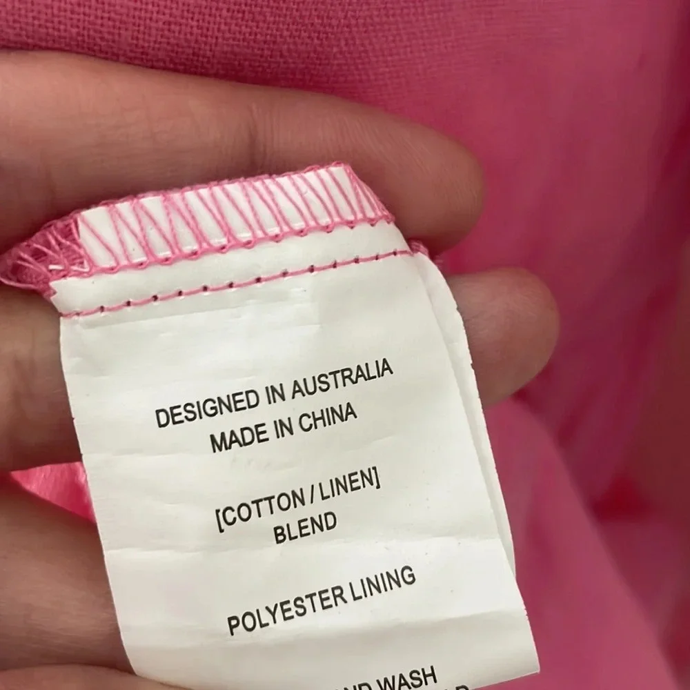 Petal & Pup Tiered Linen Maxi Dress Pink size 4 - Picture 6 of 8